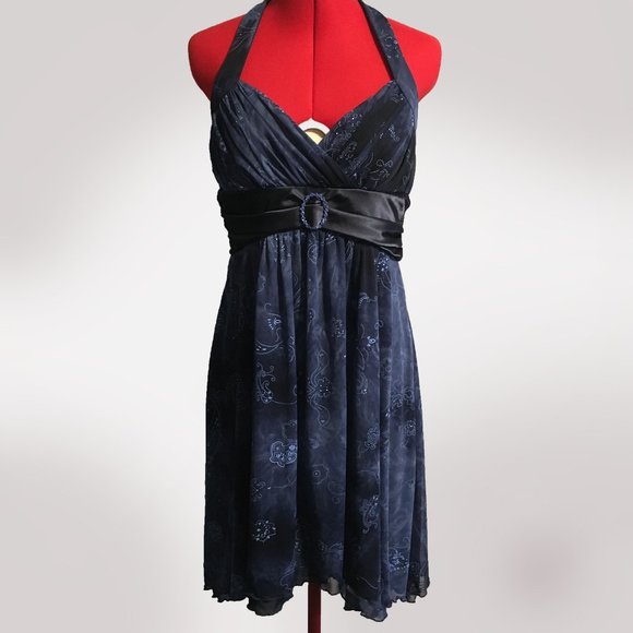 Blue Sparkly 90's Prom Dress - Picture 1 of 4